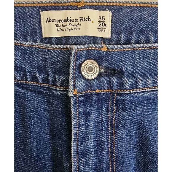 Abercrombie & Fitch~Woman 35/20R~ Blue Denim Ultra High Rise Jeans Slim Straight - Picture 7 of 15